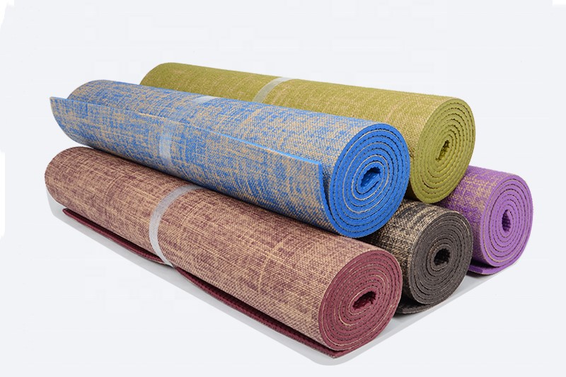 Groothandel Kleurrijke Jute 5 mm dikte PVC yogamat